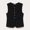 Gilet sans manches tweed noir femme