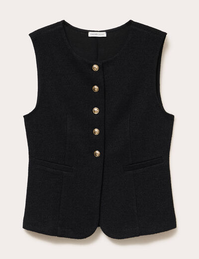 Gilet sans manches tweed noir femme
