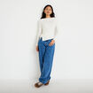 Jean avec broderie bleu femme