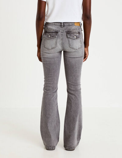 Jean bootcut taille basse denim gris femme