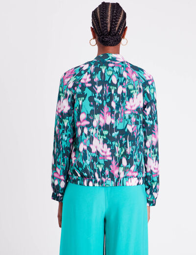 Veste teddy col châle vert femme