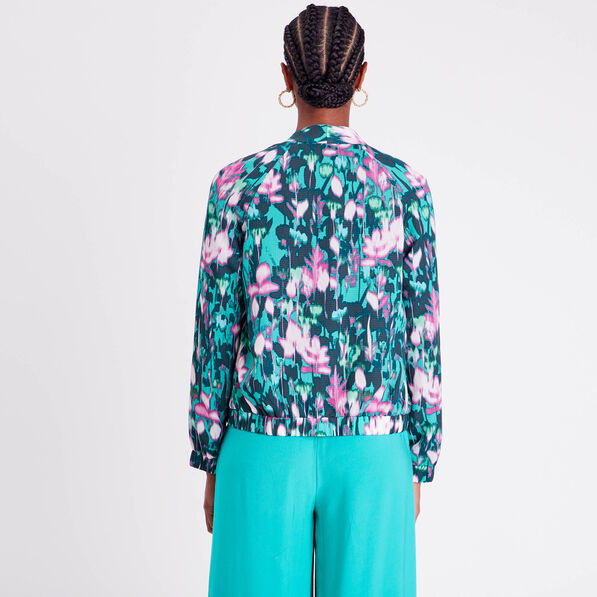 Veste teddy col châle vert femme