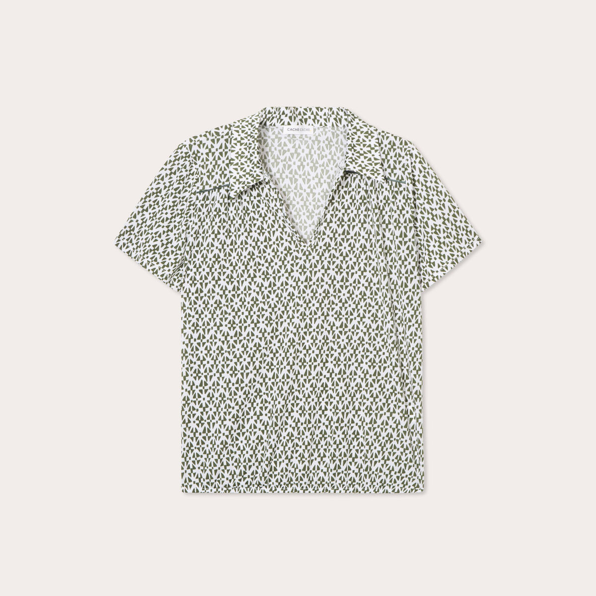 Blouse col polo vert olive femme