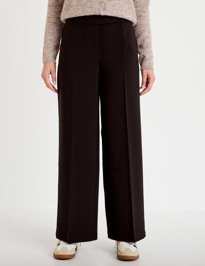 Pantalon city large noir femme