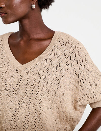 Pull Femme INSFITY - Col V - Couleur Unie - Manches Longues - Boutons - Printemps/Automne - Taille EU Abricot - Prêt-à-Porter