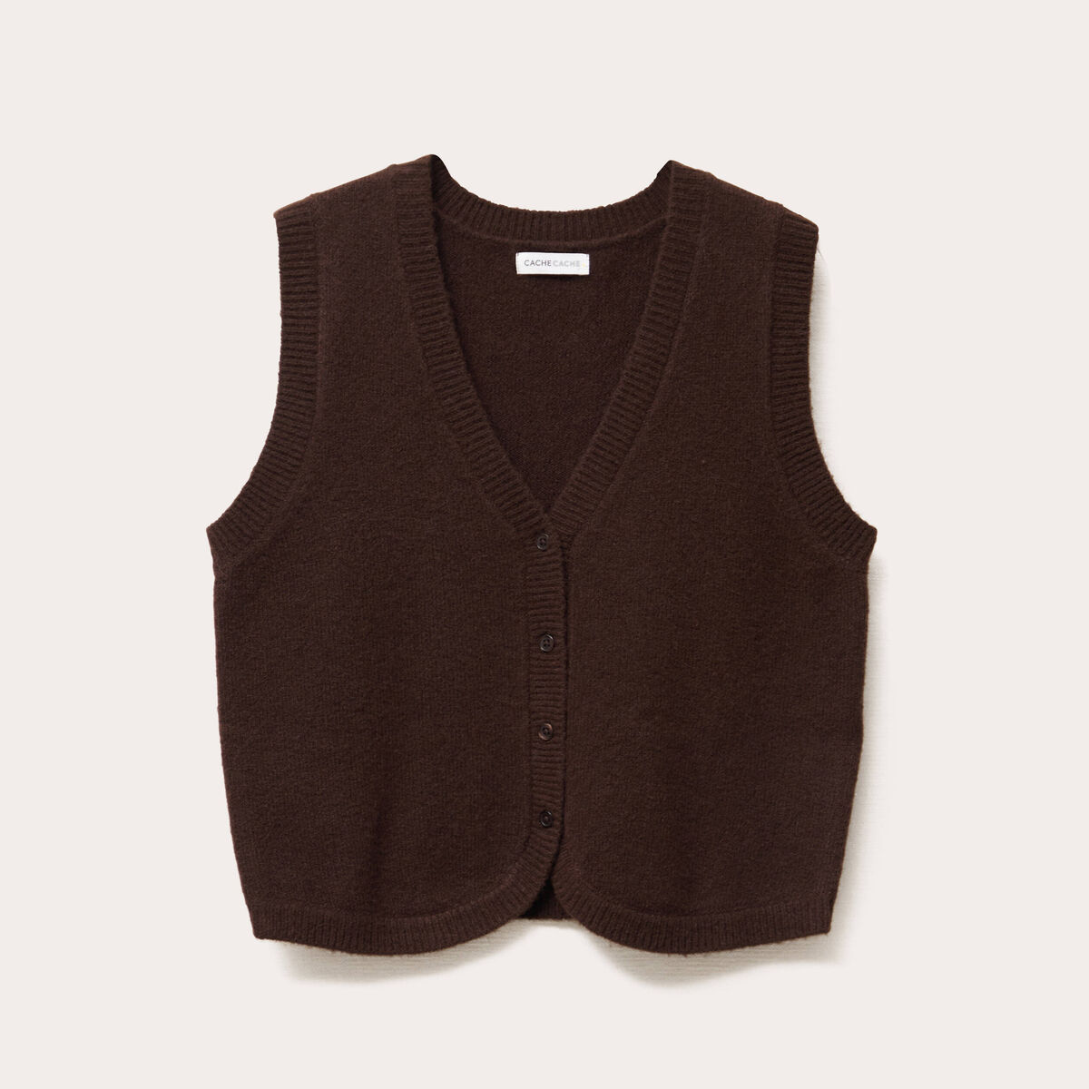 Gilet sans manches ajusté marron foncé femme