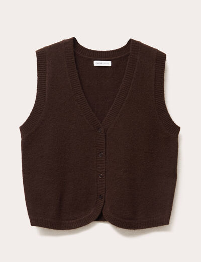 Gilet sans manches ajusté marron foncé femme