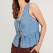 Blouse nouée en jean denim bleach femme
