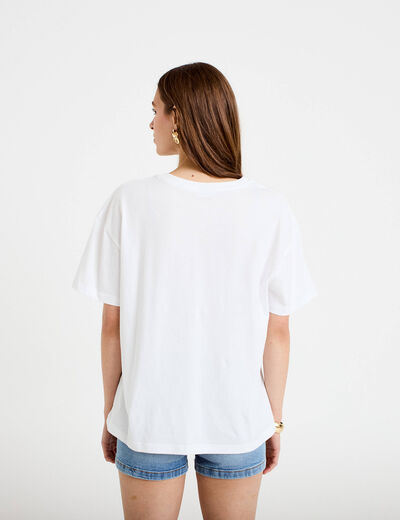 T-shirt oversize manches courtes blanc femme