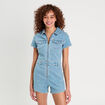 Combishort en jean denim bleach femme