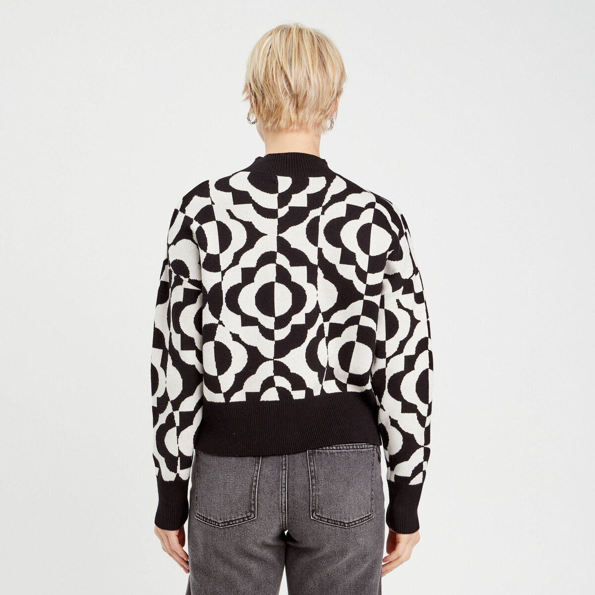 Pull col montant blanc femme