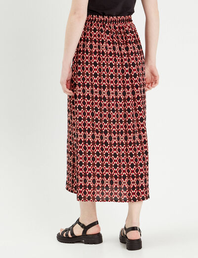 Jupe midi évasée fluide rouge femme
