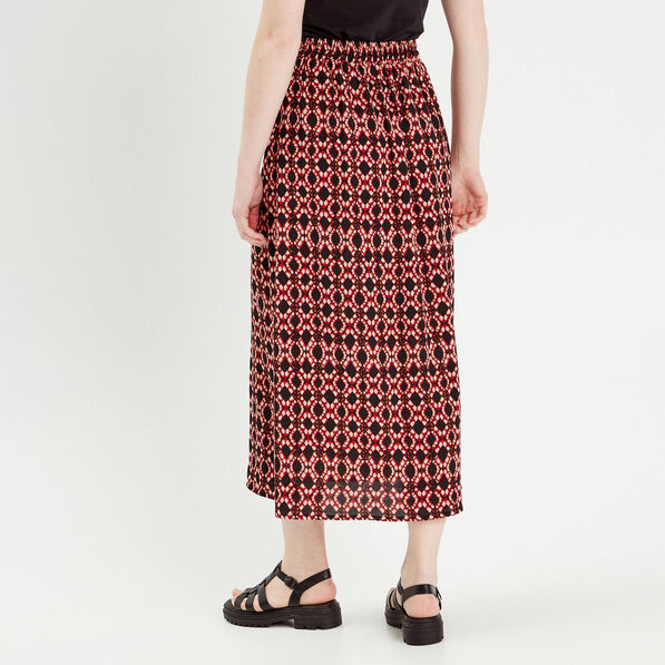 jupe midi evasee fluide rouge femme Jupe midi évasée fluide rouge femme