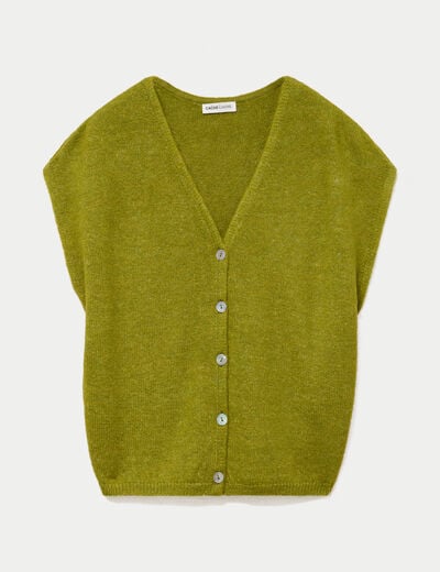 Gilet sans manches vert fonc&eacute; femme