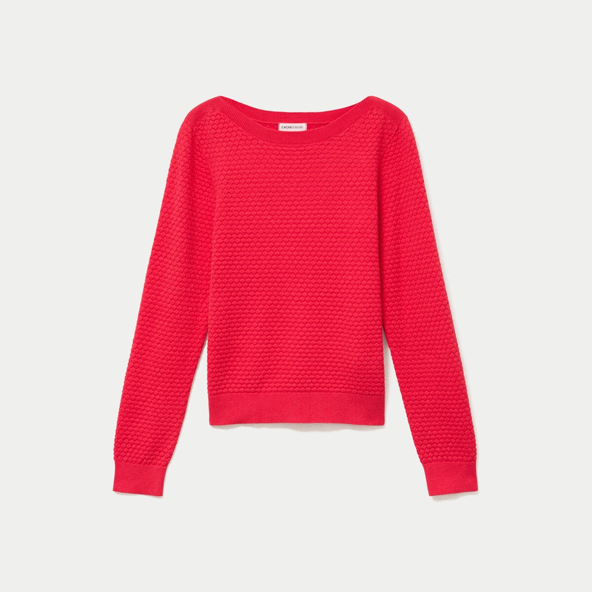 Pull col bateau rouge femme