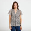 Blouse droite longue manches courtes blanc femme