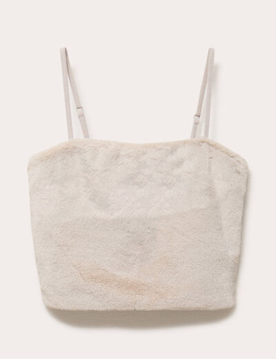 D&eacute;bardeur fausse fourrure sable femme