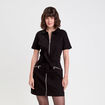 Robe droite zipp&eacute;e ceintur&eacute;e noir femme