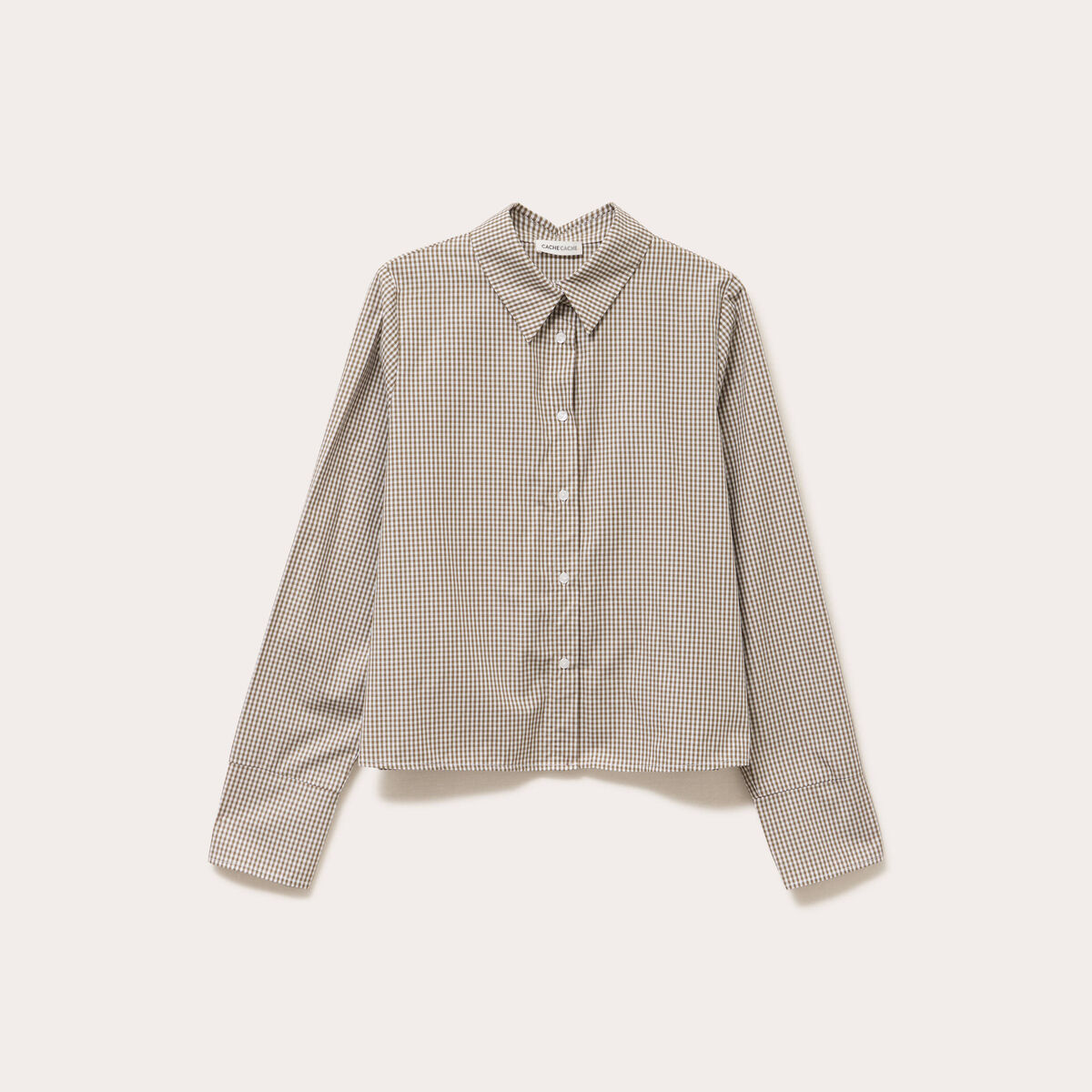 Chemise droite courte en coton noir femme