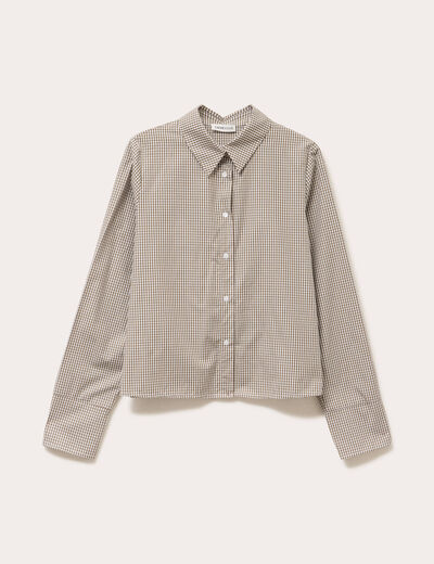 Chemise droite courte en coton noir femme