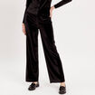 Pantalon city large velours noir femme
