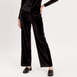 Pantalon city large velours noir femme