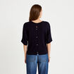 Pull ample col v manches courtes bleu marine femme