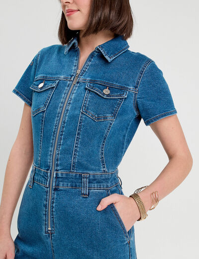 Combinaison pantalon en jean denim stone femme