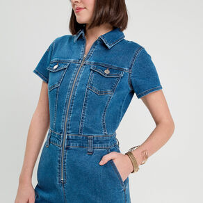 combinaison pantalon en jean denim stone femme Combinaison pantalon en jean denim stone femme