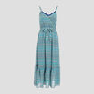 Robe longue évasée bleu femme