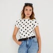 Top ajust&eacute; col rond manches courtes blanc femme