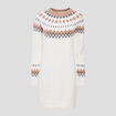 Robe pull droite ecru femme