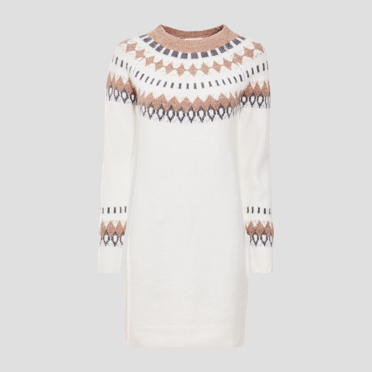 Robe pull droite ecru femme
