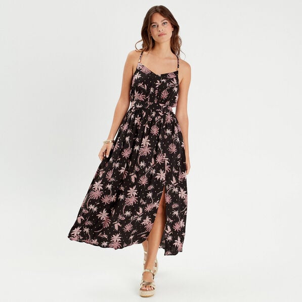 robe longue evasee bretelles noir femme Robe longue évasée bretelles noir femme