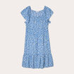 Robe évasée manches courtes bleu femme