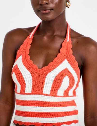 D&eacute;bardeur dos nu crochet rouge femme