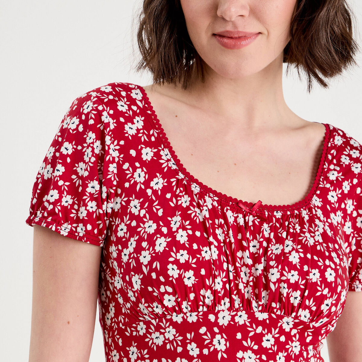 Blouse manches courtes bordeaux femme