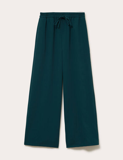 Pantalon large vert fonc&eacute; femme