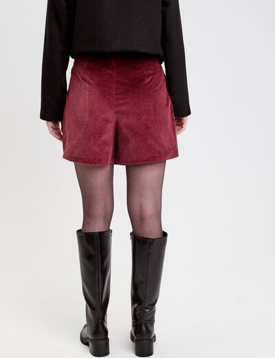 Jupe-short moulante velours bordeaux femme