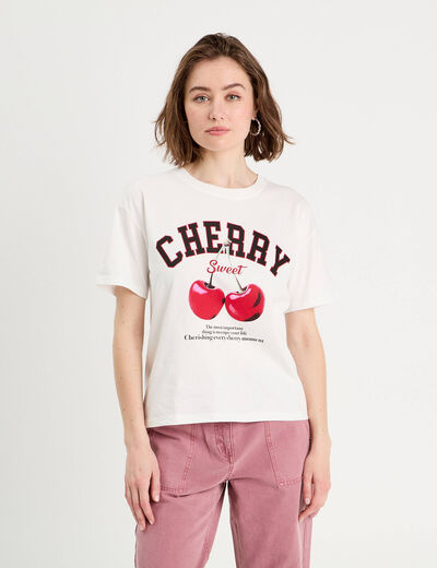 T-shirt manches courtes ecru femme