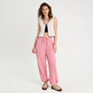 Pantalon large fluide vieux rose femme
