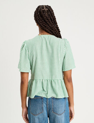 Blouse manches courtes noeuds vert prairie femme