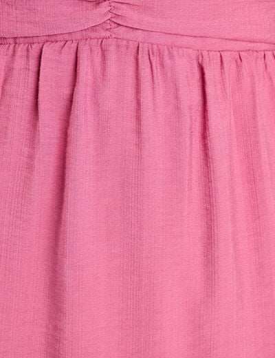 Robe évasée avec fronces vieux rose femme