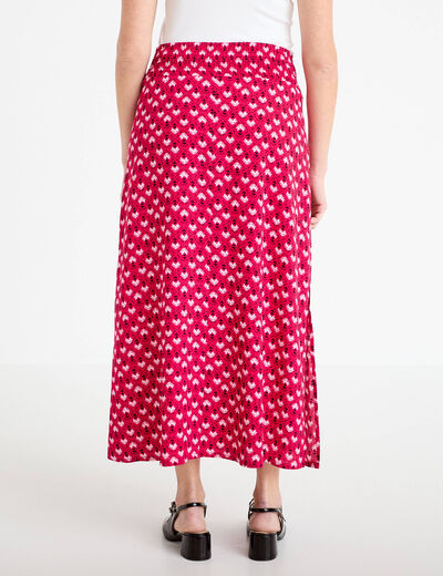 Jupe longue fluide rose cerise femme