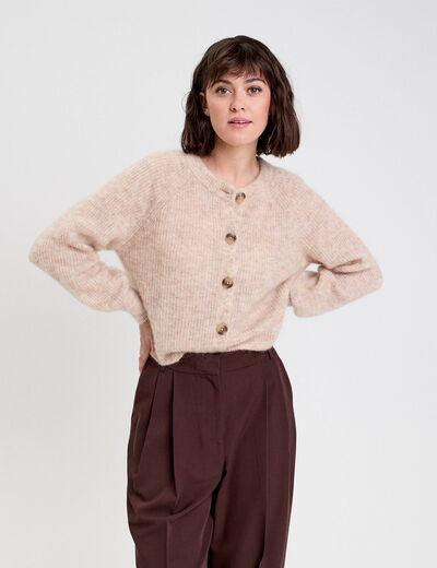 Gilet manches longues beige femme