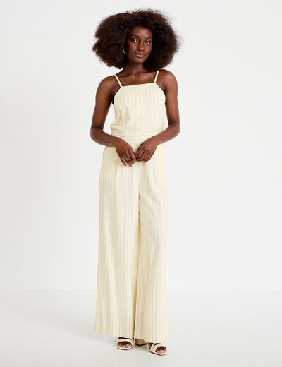 Combinaison large col am&eacute;ricain jaune pastel femme