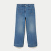 Jean wide leg cropped taille haute denim double stone femme