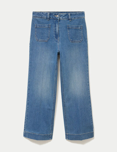 Jean wide leg cropped taille haute denim double stone femme