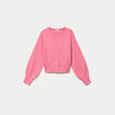 Gilet col v manches longues rose vif femme