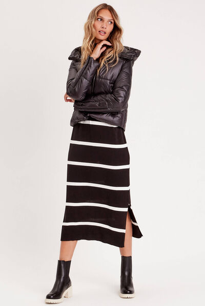 Robe pull longue col roulé noir femme